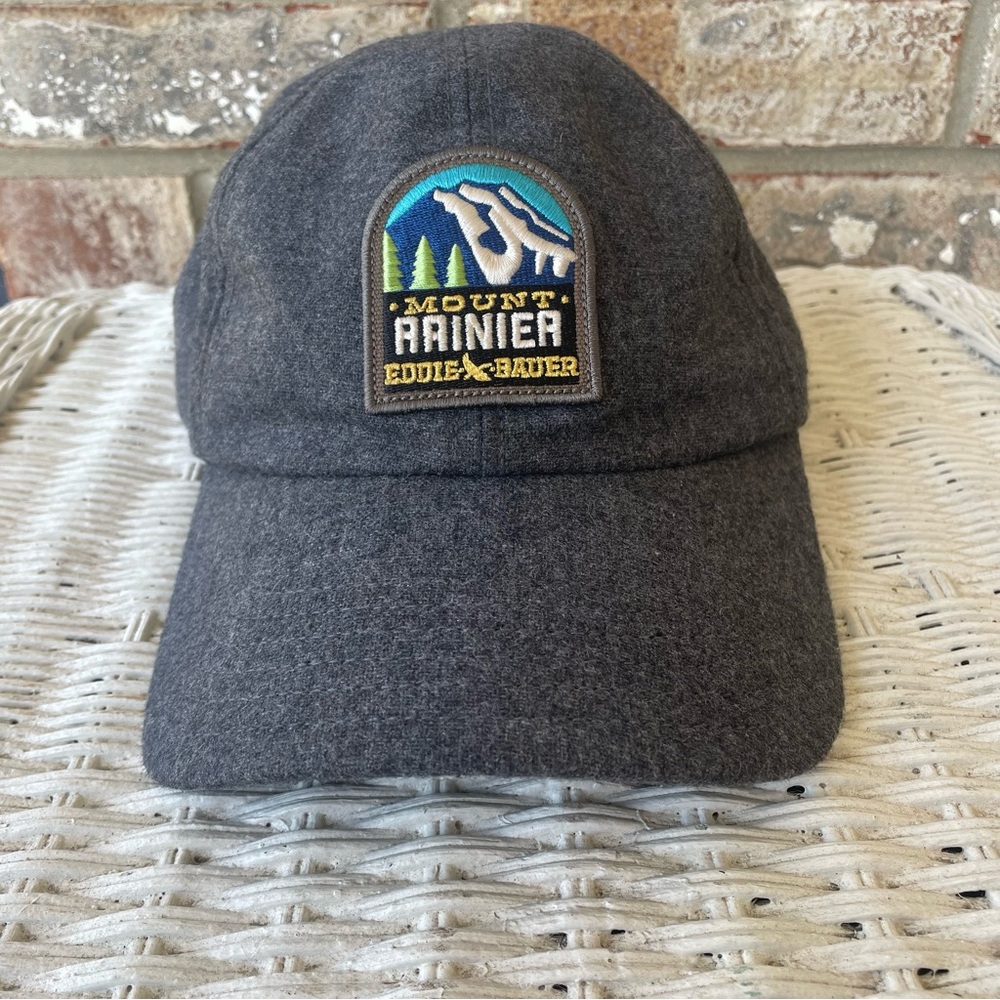 Eddie Bauer Mount Rainier Hat OSFA Gray Wool Blend Adjustable Strap Back Cap